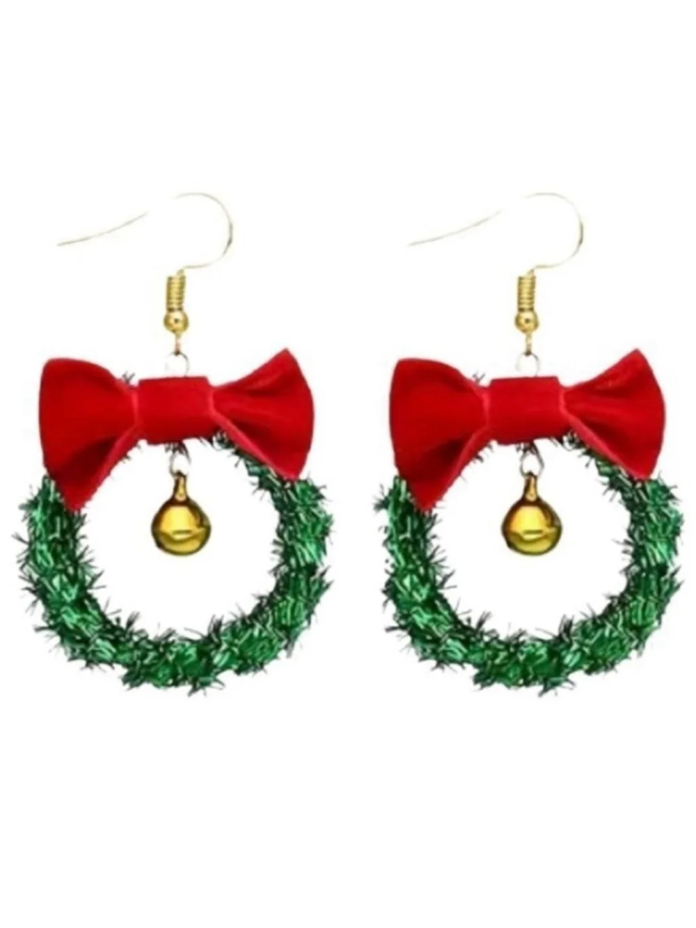 NEW Christmas Wreath Holiday Earrings in green, red, silver gold French hook